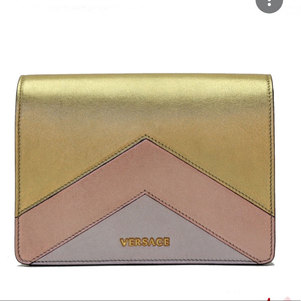 Versace nappa laminato shoulder bag